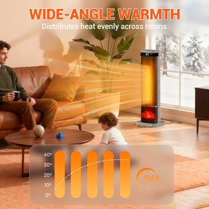 2-in-1 Heizgerät und Luftbefeuchter, 1500 W tragbarer Elektroheizer mit Befeuchtungsfunktion, Fernbedienung, Kippschutz, 3-stufige Leistungsregelung, 3D-Flammeneffekt, ideal für Schlafzimmer und Büros.