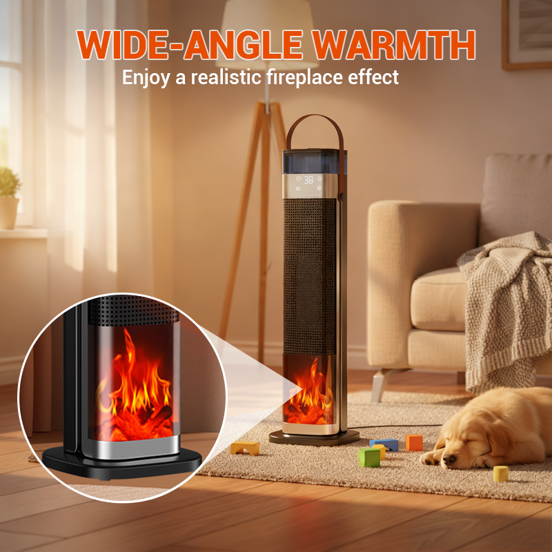 2-in-1 Heizgerät und Luftbefeuchter, 1500 W tragbarer Elektroheizer mit Befeuchtungsfunktion, Fernbedienung, Kippschutz, 3-stufige Leistungsregelung, 3D-Flammeneffekt, ideal für Schlafzimmer und Büros.