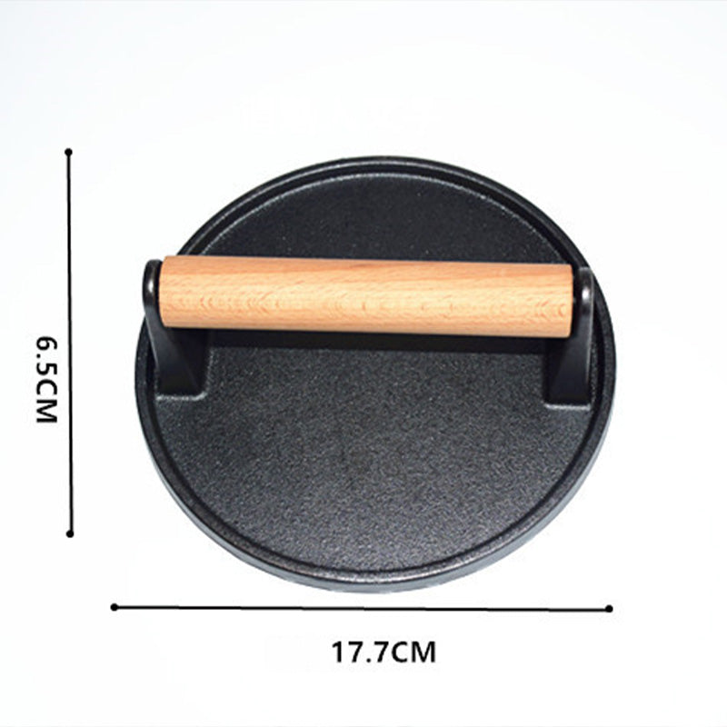 🍳 50% OFF! 🔥 Cast Iron Steak & Burger Press with Wooden Handle – Even Heat Distribution, Perfect Grill Marks & Easy Clean – Restaurant-Quality Results at Home 🥩✨