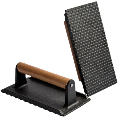 🍳 50% OFF! 🔥 Cast Iron Steak & Burger Press with Wooden Handle – Even Heat Distribution, Perfect Grill Marks & Easy Clean – Restaurant-Quality Results at Home 🥩✨
