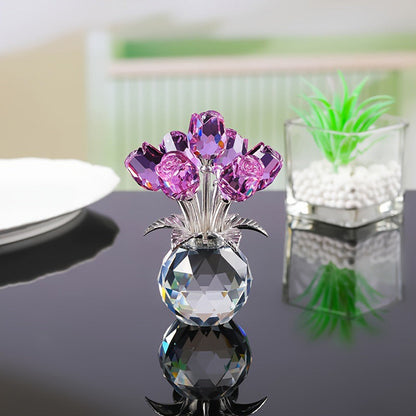 🔥Mother‘s Day 50% OFF🔥🔮Everlasting Crystal Rose Flower Figurine in Vase