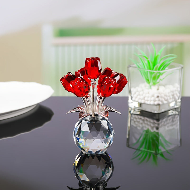 🔥Mother‘s Day 50% OFF🔥🔮Everlasting Crystal Rose Flower Figurine in Vase