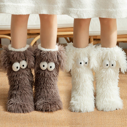 💕Women's Plush Slippers Floor Socks 👍 ✨Winter Home Indoor Thickened Fleece-Lined Anti-Slip Adult