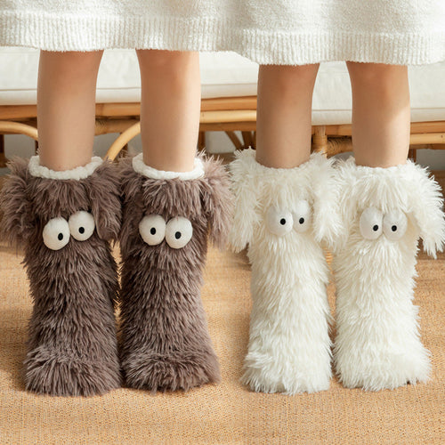 💕Women's Plush Slippers Floor Socks 👍 ✨Winter Home Indoor Thickened Fleece-Lined Anti-Slip Adult