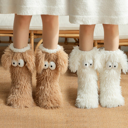 💕Women's Plush Slippers Floor Socks 👍 ✨Winter Home Indoor Thickened Fleece-Lined Anti-Slip Adult