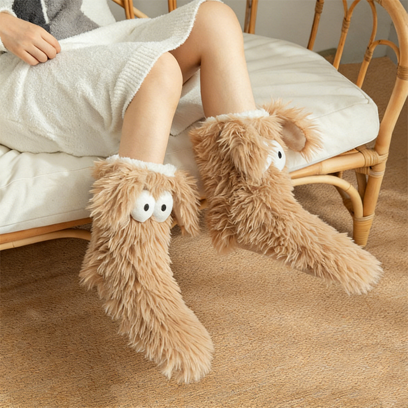 💕Women's Plush Slippers Floor Socks 👍 ✨Winter Home Indoor Thickened Fleece-Lined Anti-Slip Adult
