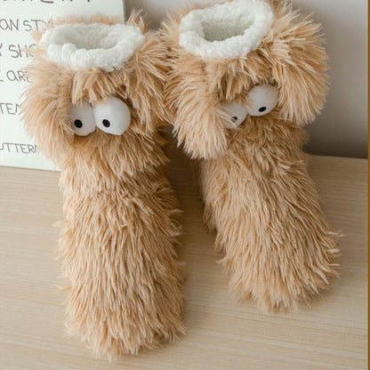 💕Women's Plush Slippers Floor Socks 👍 ✨Winter Home Indoor Thickened Fleece-Lined Anti-Slip Adult