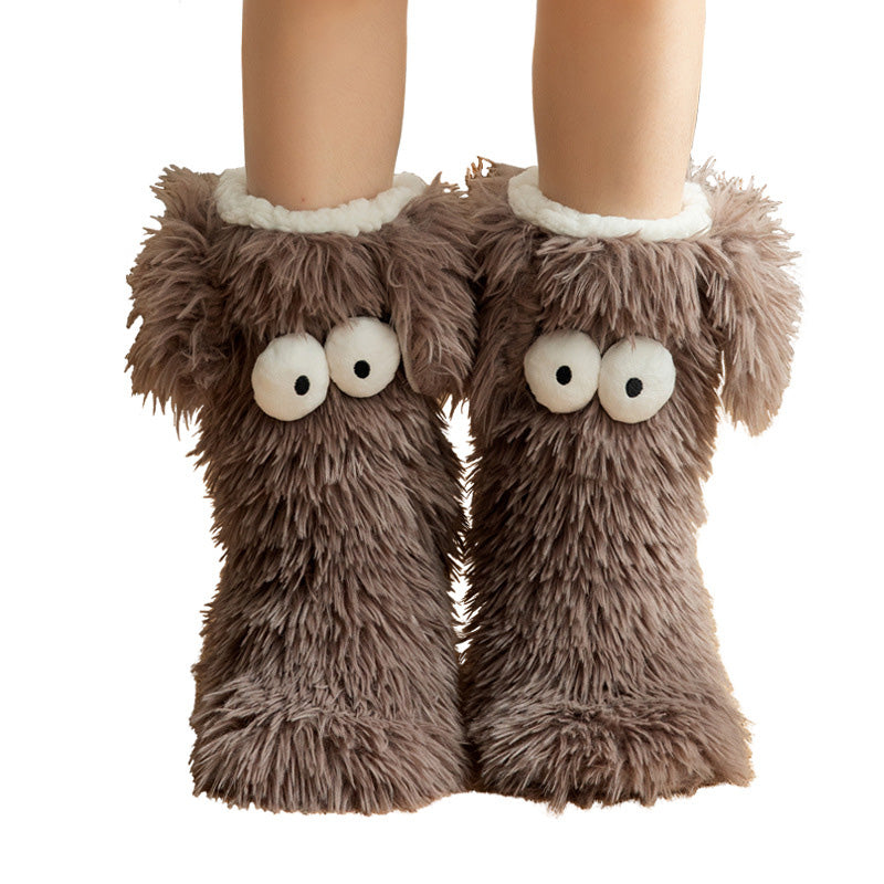 💕Women's Plush Slippers Floor Socks 👍 ✨Winter Home Indoor Thickened Fleece-Lined Anti-Slip Adult