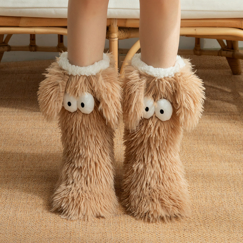 💕Women's Plush Slippers Floor Socks 👍 ✨Winter Home Indoor Thickened Fleece-Lined Anti-Slip Adult