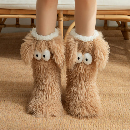 💕Women's Plush Slippers Floor Socks 👍 ✨Winter Home Indoor Thickened Fleece-Lined Anti-Slip Adult