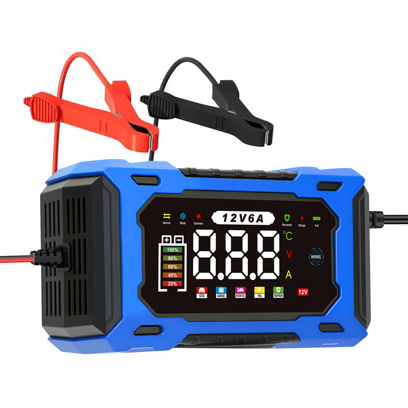 12V 6A Smart Battery Charger | Pulse Repair LCD Display for Cars Motorcycles & More