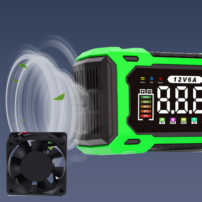 12V 6A Smart Battery Charger | Pulse Repair LCD Display for Cars Motorcycles & More