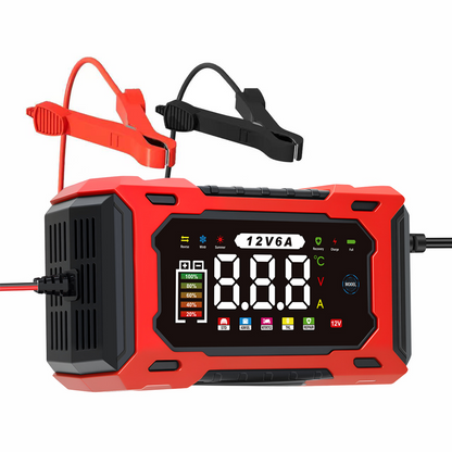 12V 6A Smart Battery Charger | Pulse Repair LCD Display for Cars Motorcycles & More