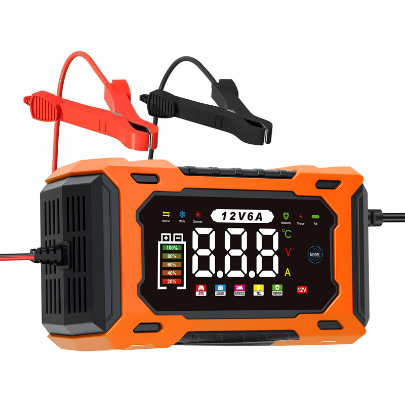 12V 6A Smart Battery Charger | Pulse Repair LCD Display for Cars Motorcycles & More