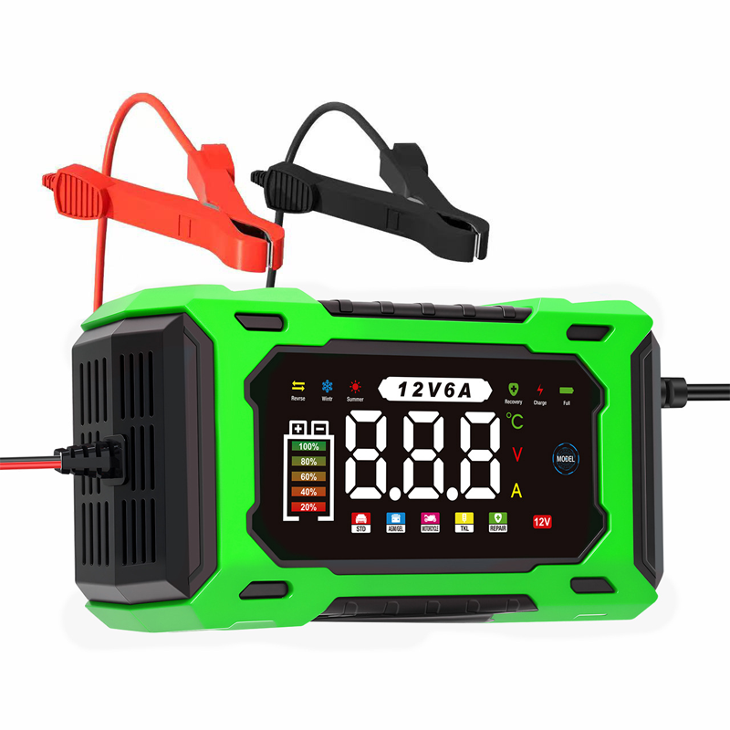 12V 6A Smart Battery Charger | Pulse Repair LCD Display for Cars Motorcycles & More