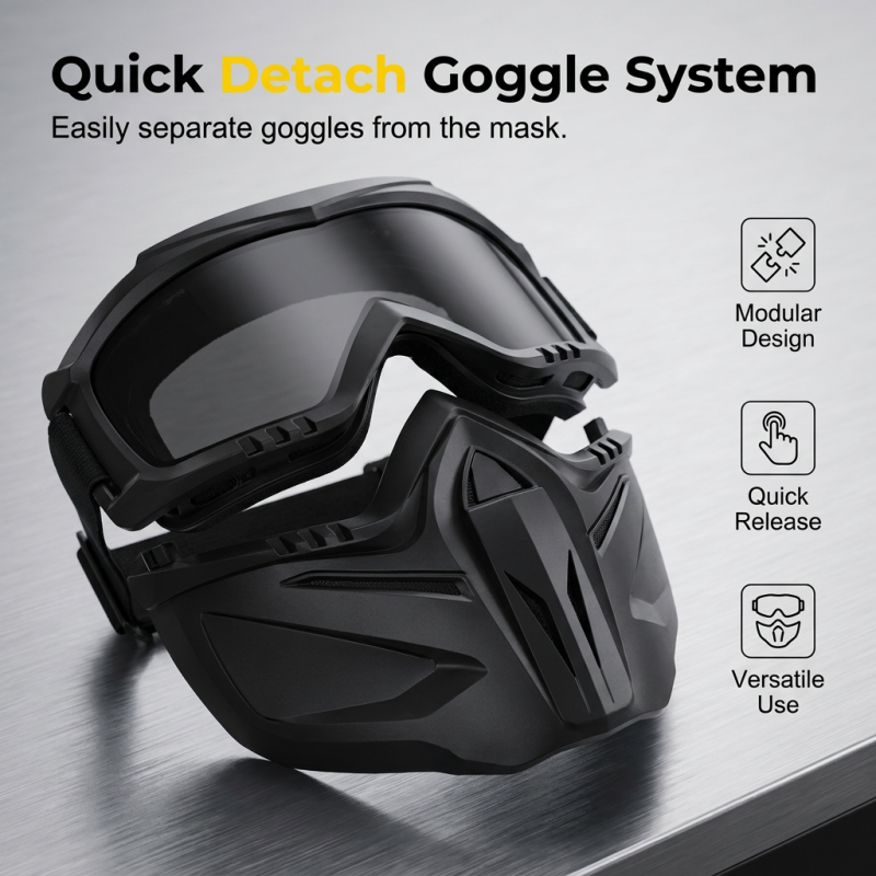 😎 Detachable Full Face Goggle Mask– Ultimate Protection & Tactical Style