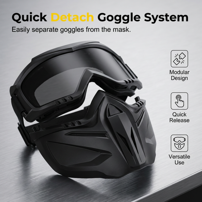 😎 Detachable Full Face Goggle Mask– Ultimate Protection & Tactical Style