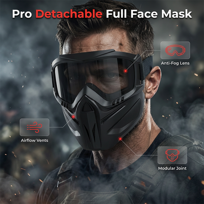 😎 Detachable Full Face Goggle Mask– Ultimate Protection & Tactical Style