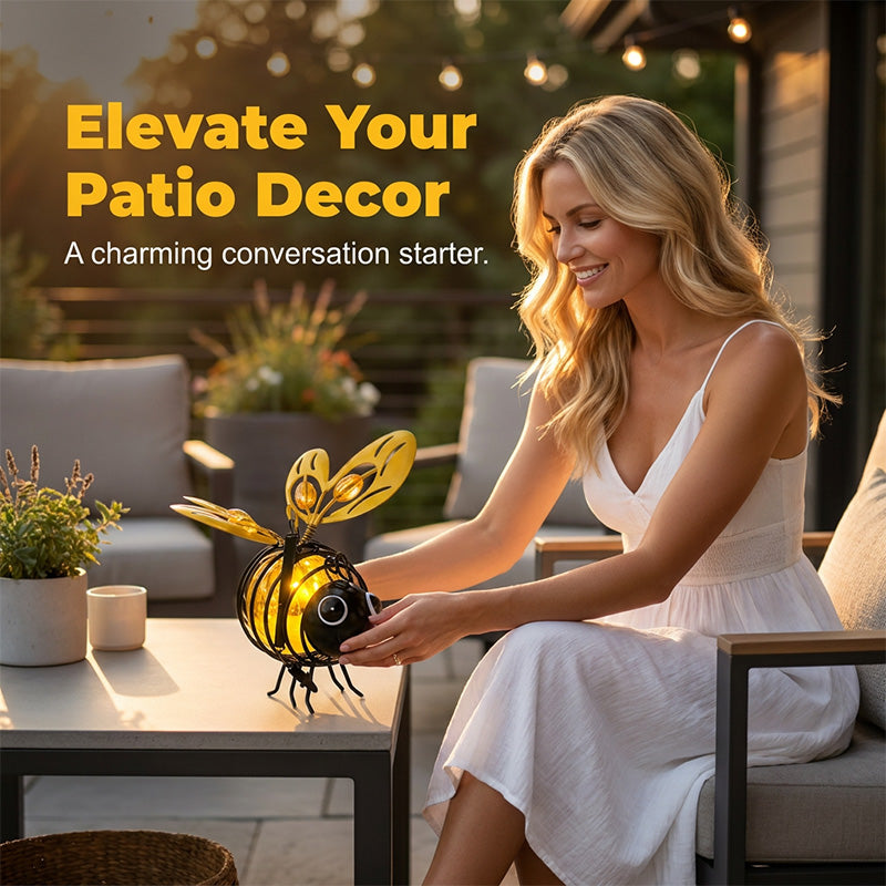 🌙🍃🪴 LIMITED-TIME 50% OFF! Hanging Solar Bee Light | Warm Amber Glow🌞🌜