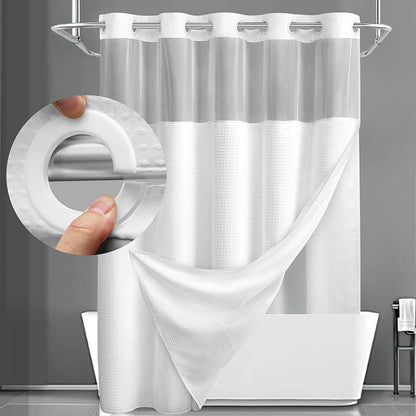 🛁✨50% OFF! 🚿🪟 Finally, a shower curtain that actually keeps water IN — no hooks, no leaks, waffle texture, bright & private. Over 12,658 bathrooms upgraded! ✨