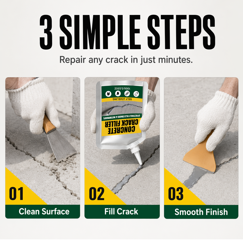 🛠️Waterproof Concrete Crack Filler for Indoor & Outdoor Use