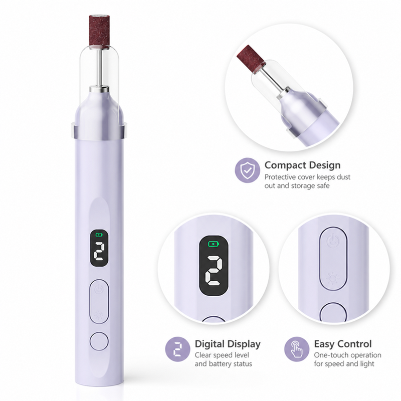 💅Rechargeable Nail Drill Kit – Interchangeable Heads & LED Display
