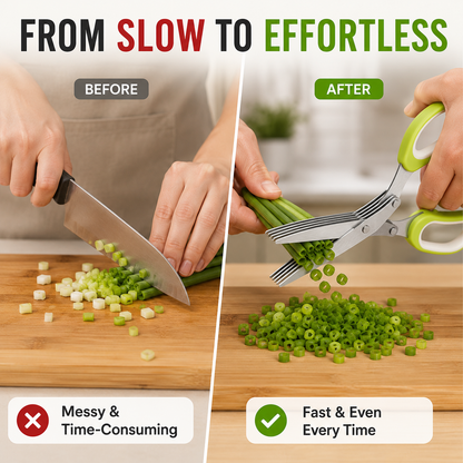 🌿 5-Blade Stainless Steel Herb Scissors – Slice Green Onions, Parsley & Cilantro Faster ✨ 50% OFF