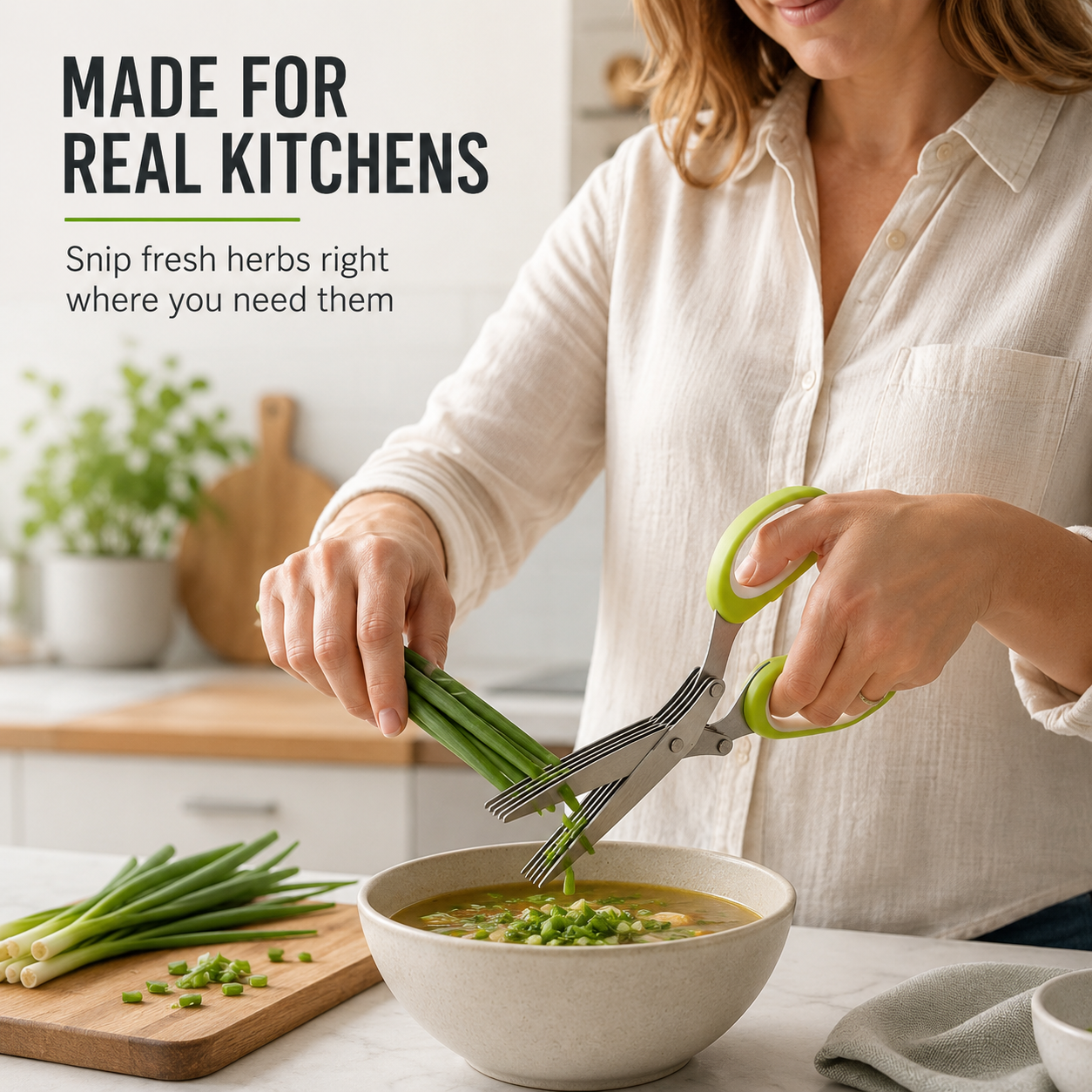 🌿 5-Blade Stainless Steel Herb Scissors – Slice Green Onions, Parsley & Cilantro Faster ✨ 50% OFF