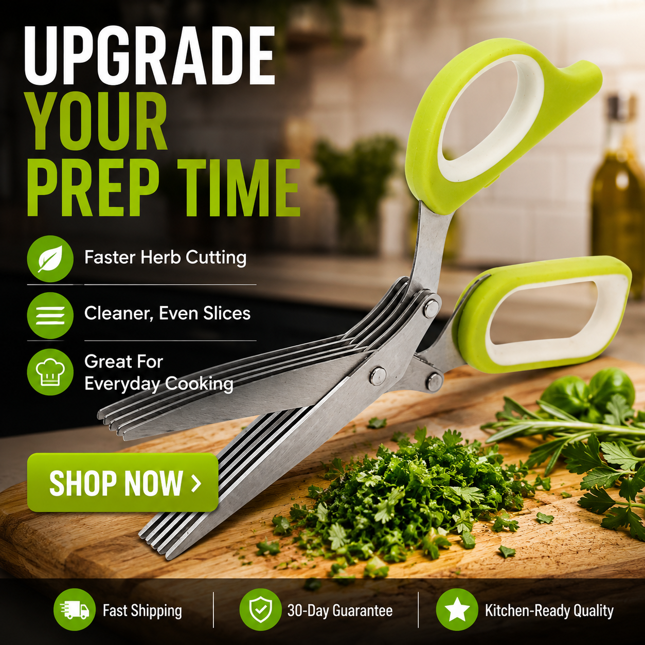 🌿 5-Blade Stainless Steel Herb Scissors – Slice Green Onions, Parsley & Cilantro Faster ✨ 50% OFF