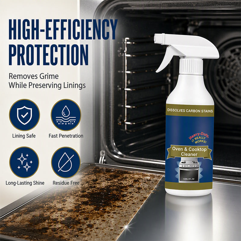 🔥Hot Sale🧽 Heavy-Duty Oven & Cooktop Cleaner Spray – Powerful Grease & Burnt-On Stain Remover ✨