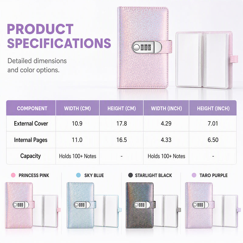 Glitter Password Lock Budget Binder