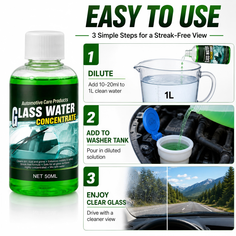 🥳2026 HOT SALE💧✨Glass Concentrate – 10ml makes 1L, cuts bugs & grime, streak-free.🚗💪