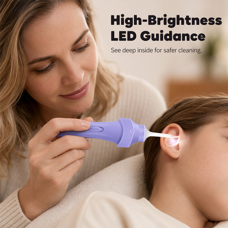 👂 LED Ear Wax Vacuum Cleaner with 65 kPa Suction & Washable Silicone Tips