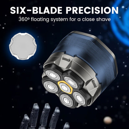 🪒 6-Blade Electric Head Shaver for Men with LED Display ✨