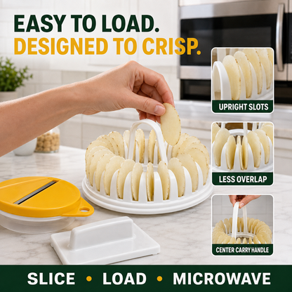 🥔 Microwave Potato Chip Maker with Slicer – Oil-Free Snack Kit ✨