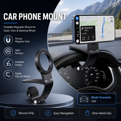 🥳HOT SALE🥳💞15K+ SOLD! Car Phone Mount N52 magnets, 360° rotation & anti-slip. Secure drive – grab yours! ✅