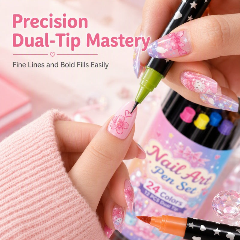 💅 2026 Sale🎉24‑Colors Dual‑Ended Nail Art Pens‑DIY Manicure Drawing Set