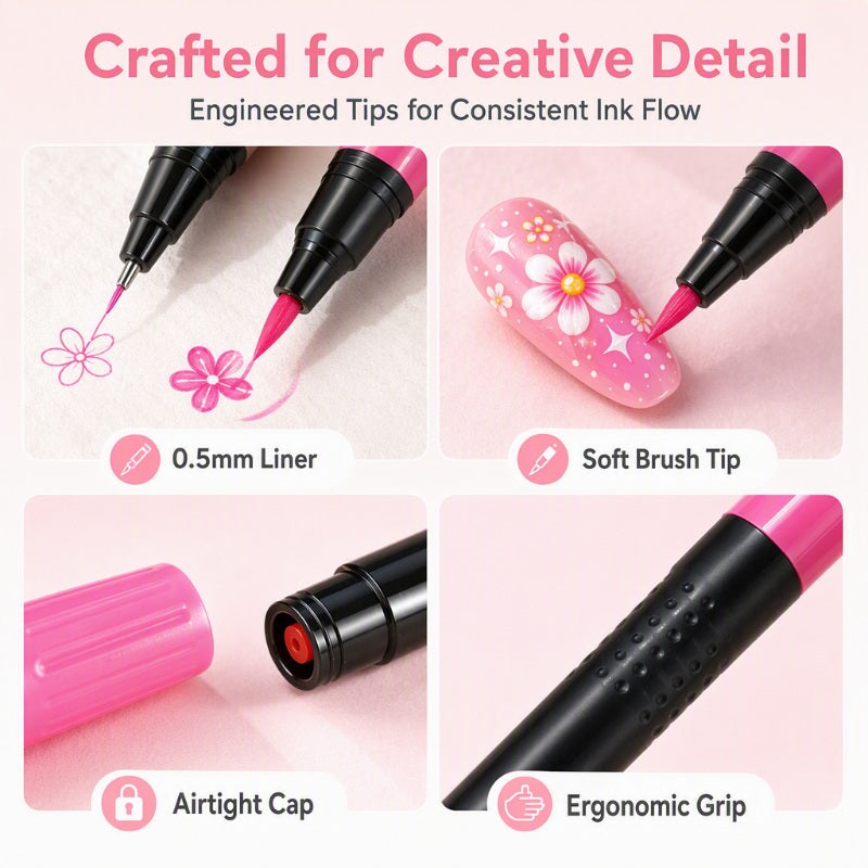 💅 2026 Sale🎉24‑Colors Dual‑Ended Nail Art Pens‑DIY Manicure Drawing Set