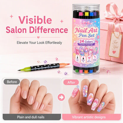 💅 2026 Sale🎉24‑Colors Dual‑Ended Nail Art Pens‑DIY Manicure Drawing Set