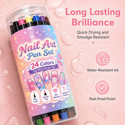 💅 2026 Sale🎉24‑Colors Dual‑Ended Nail Art Pens‑DIY Manicure Drawing Set