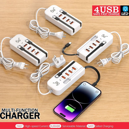 ⚡ 6-in-1 66W Desktop Power Hub – Fast Charging Station for 6 Devices, Compact & Clutter-Free 🔌📱💻