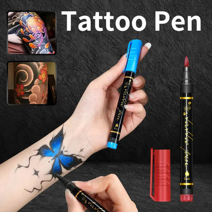 🎃Kosmetik-Tattoo-Marker für die Haut, 10/15/30 leuchtende Farben, flexible Pinselspitze, 30 Farben + 12 Schablonen, hohe Detailgenauigkeit, Gesichts-Make-up für Halloween, ungiftig, Bürobedarf