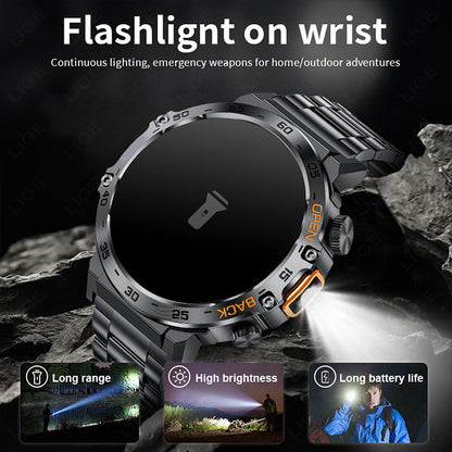 🏔️ Outdoor Smartwatch – Rugged, LED Flashlight & Bluetooth Calling – For Sports, Fitness & Adventure 🔦
