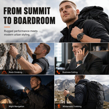 🏔️ Outdoor Smartwatch – Rugged, LED Flashlight & Bluetooth Calling – For Sports, Fitness & Adventure 🔦