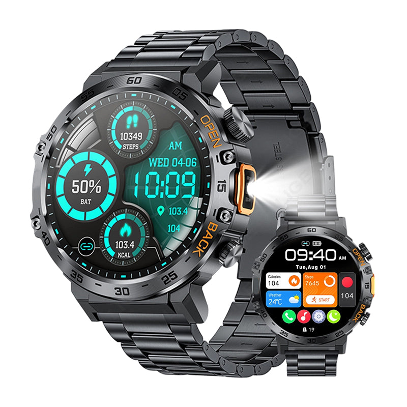 🏔️ Outdoor Smartwatch – Rugged, LED Flashlight & Bluetooth Calling – For Sports, Fitness & Adventure 🔦