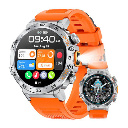 🏔️ Outdoor Smartwatch – Rugged, LED Flashlight & Bluetooth Calling – For Sports, Fitness & Adventure 🔦
