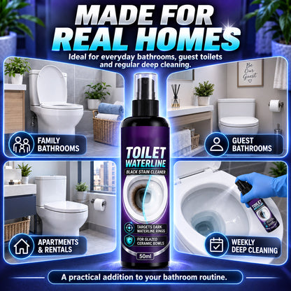 Toilet flush cleaner removes black stains and scale from the waterline and stubborn dirt.