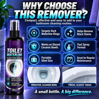 Toilet flush cleaner removes black stains and scale from the waterline and stubborn dirt.
