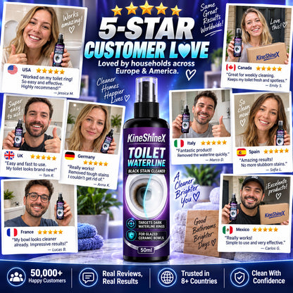 Toilet flush cleaner removes black stains and scale from the waterline and stubborn dirt.