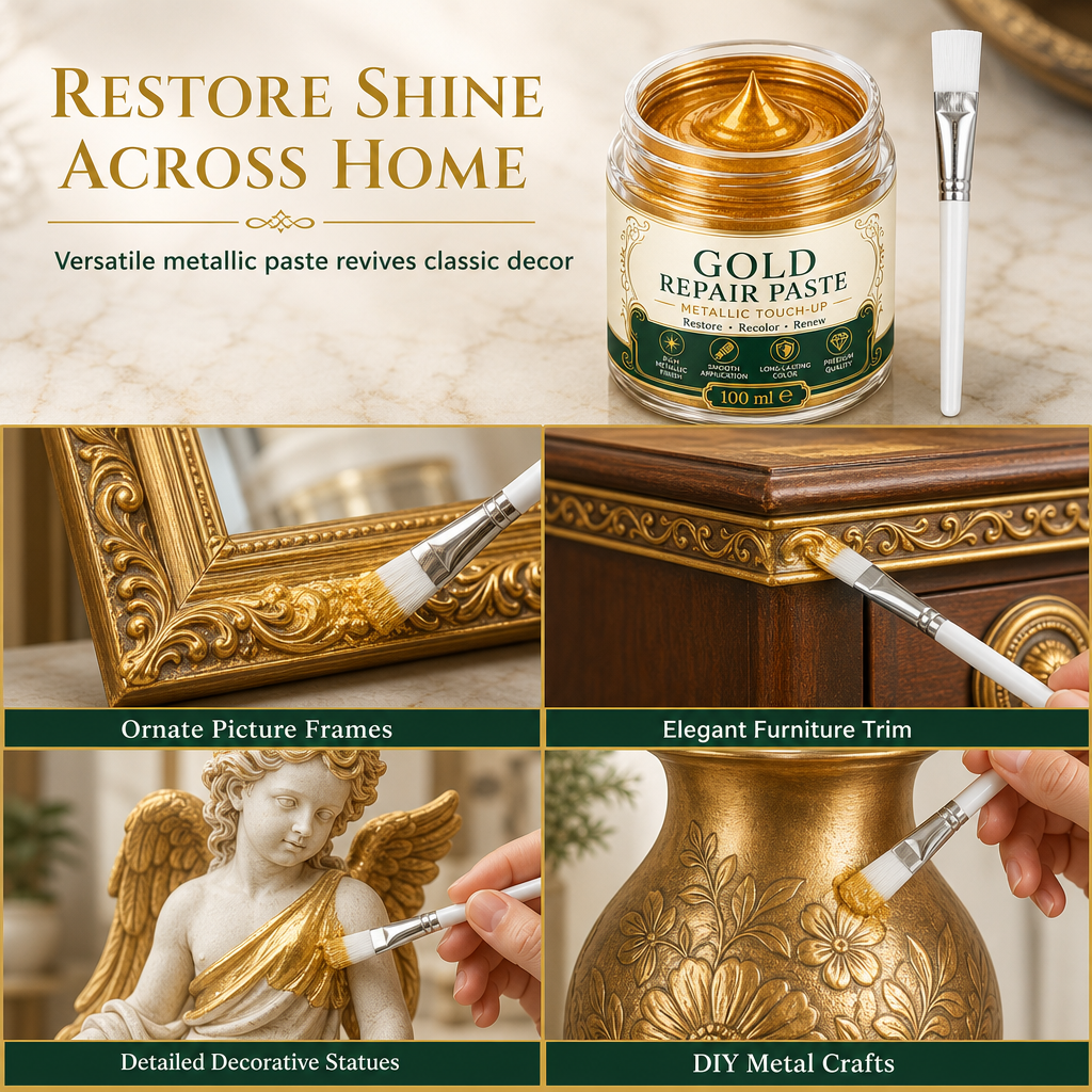 Gold Metallic Refinishing Repair Paste with Brush